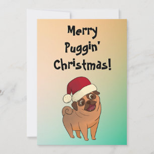 Merry Christmas pug holiday greeting card