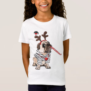 Merry Christmas Pug Reindeer T-Shirt