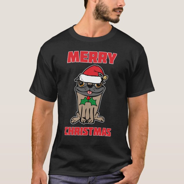 Merry Christmas Pug T-Shirt (Front)