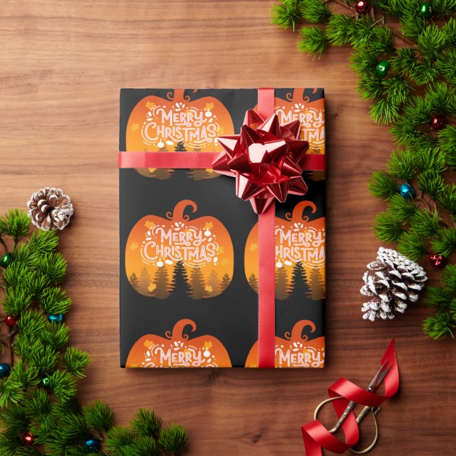 MERRY CHRISTMAS PUMPKIN HOLIDAY SEASON WRAPPING PAPER (Holiday Gift)