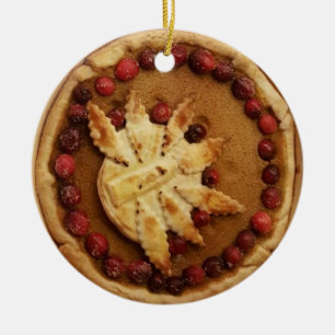 Merry Christmas Pumpkin Pie Food Photo Christmas Ceramic Ornament