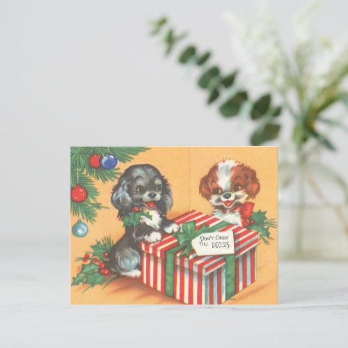 Merry Christmas Puppies Holiday post card