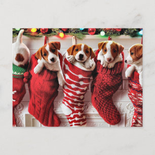 Merry Christmas puppies postcard