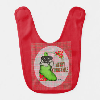 Merry Christmas Puppy Baby Bib
