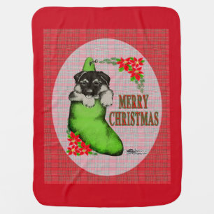 Merry Christmas Puppy Baby Blanket