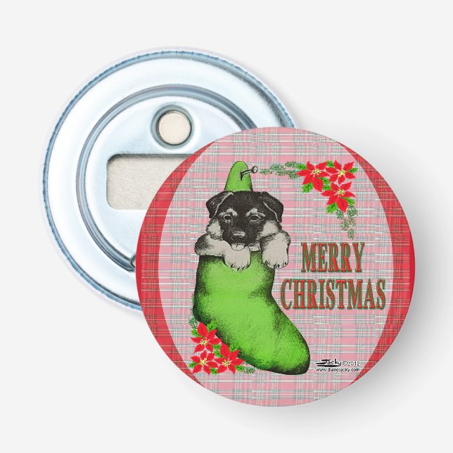 Merry Christmas Puppy Bottle Opener (Front)