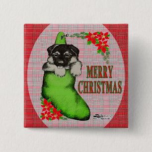 Merry Christmas Puppy Button
