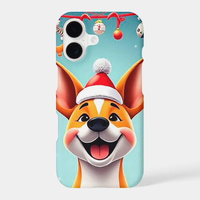 Merry Christmas Puppy Kawaii Dog with Presents iPhone Case (Back)
