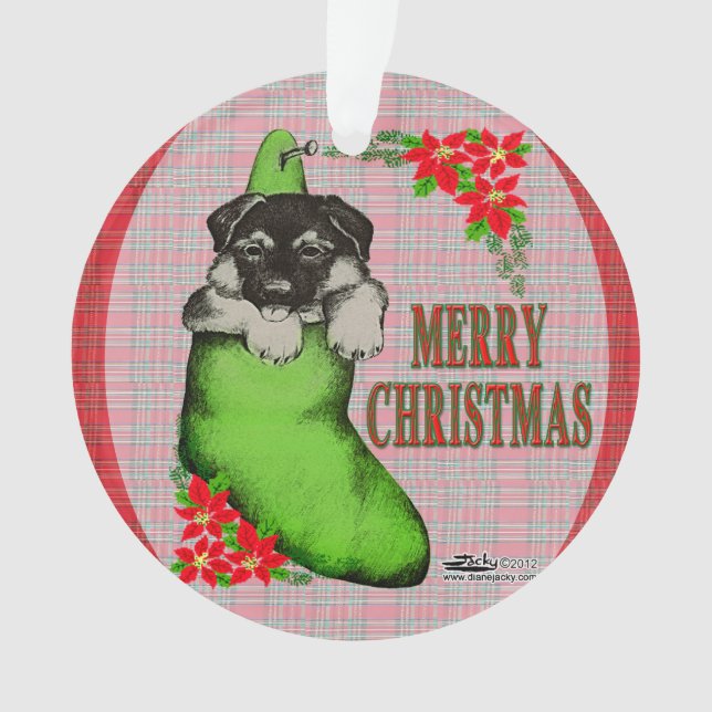 Merry Christmas Puppy Ornament (Front)