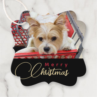 Merry Christmas Puppy Photo Shopping Cart Favor Ta Tags