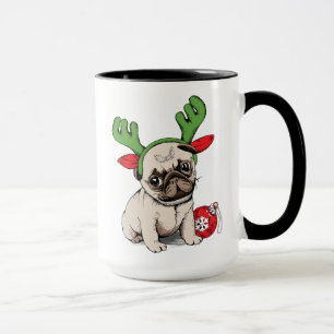Merry Christmas Puppy Pug Mug