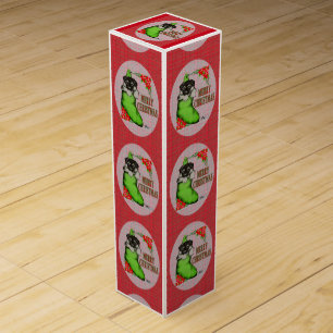 Merry Christmas Puppy Wine Box