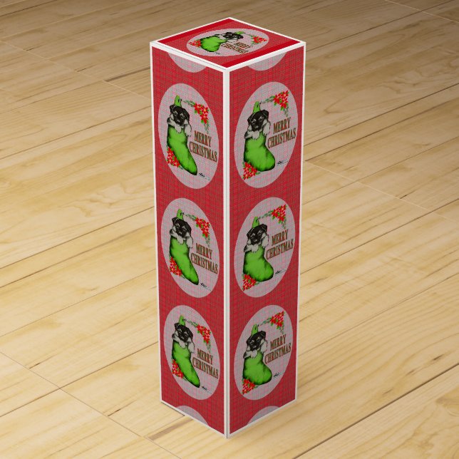 Merry Christmas Puppy Wine Box (Back)