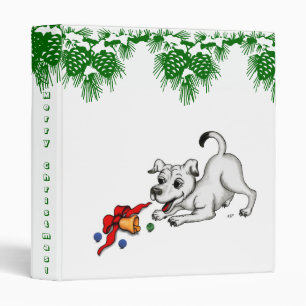 Merry Christmas! Puppy with Bell and Ball 3 Ring Binder