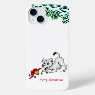 Merry Christmas! Puppy with Bell and Ball iPhone 15 Plus Case