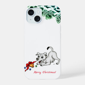 Merry Christmas! Puppy with Bell and Ball iPhone 15 Case
