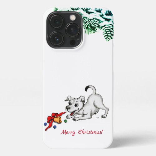 Merry Christmas Puppy with Bell and Ball iPhone 13 Pro Case