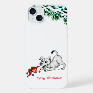Merry Christmas! Puppy with Bell and Ball iPhone 15 Plus Case