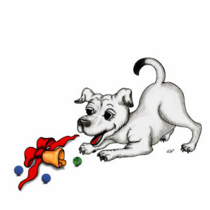 Merry Christmas! Puppy with Bell and Ball Statuette