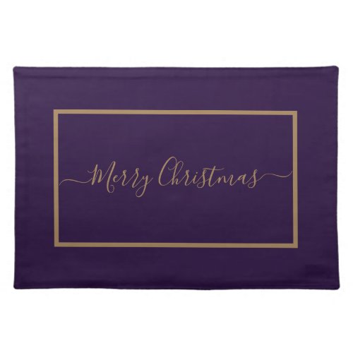 Merry Christmas purple and gold cloth Placemat