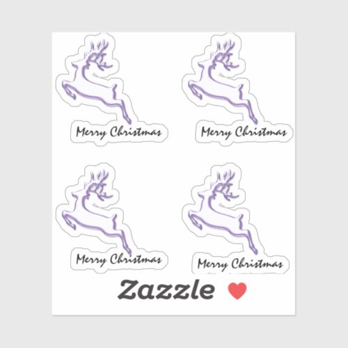 Merry Christmas Purple Deer Winter Holidays Sticker