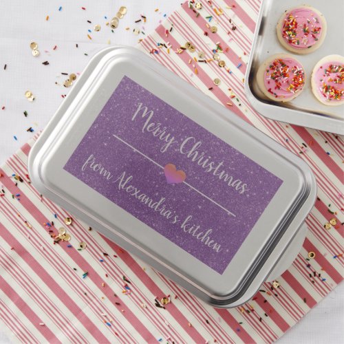 Merry Christmas purple glitter name Cake Pan