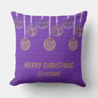 Merry Christmas Purple Gold Glitter Baubles Text