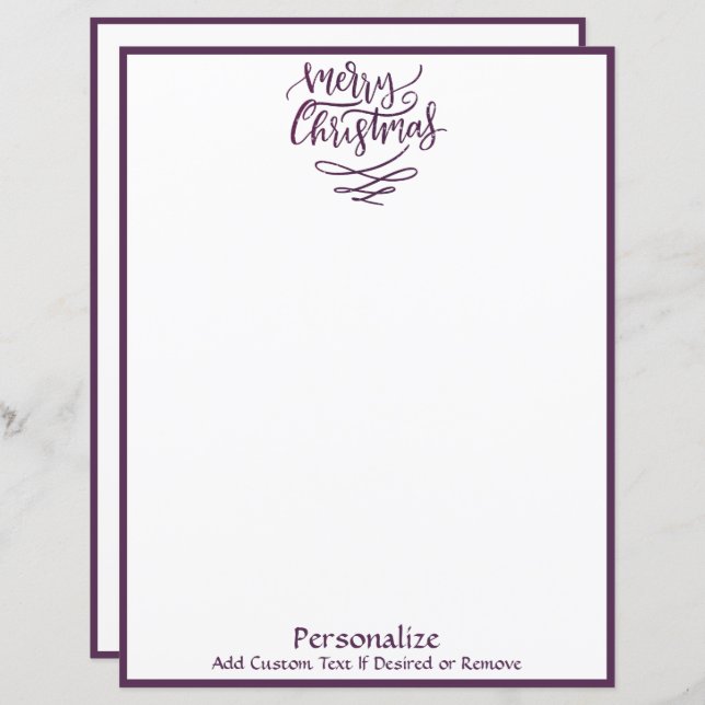 Merry Christmas Purple Holiday Personalized (Front/Back)