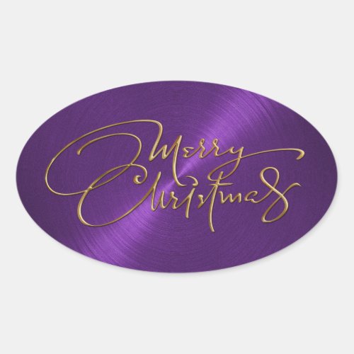Merry Christmas Purple Sticker Embossed Look