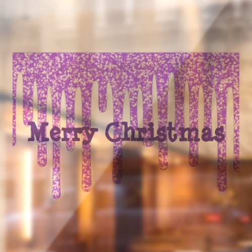 Merry Christmas Purple Wax Drips Window Cling