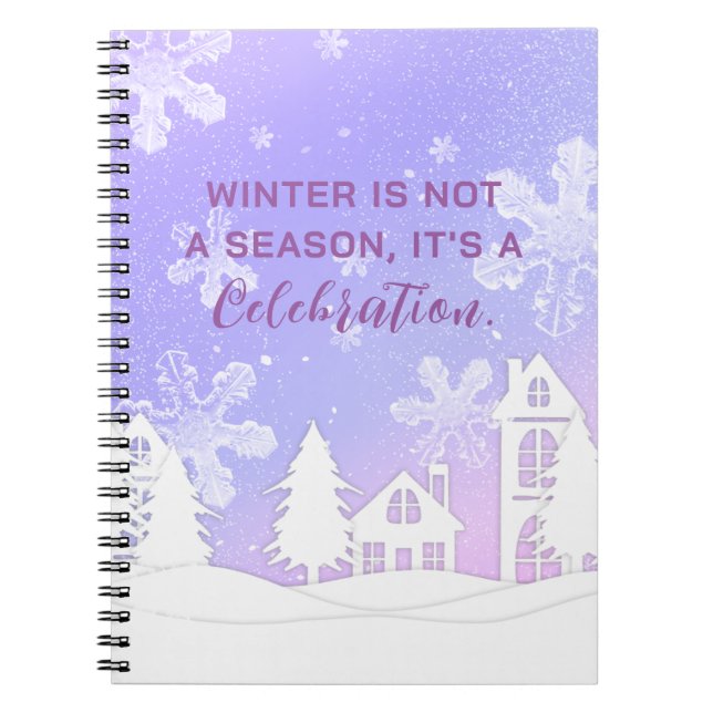 Merry Christmas Purple White House Snowflakes  Notebook (Front)