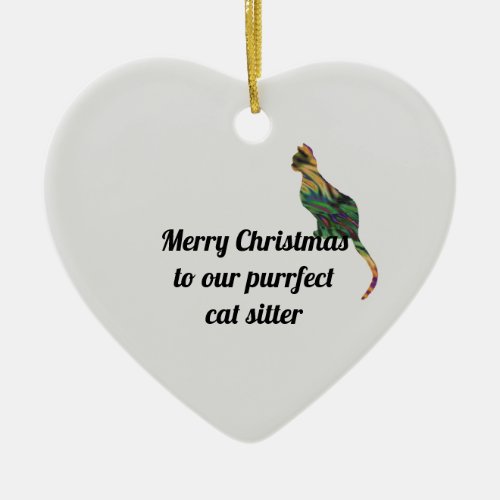 Merry Christmas Purrfect Cat Sitter Holiday Ceramic Ornament