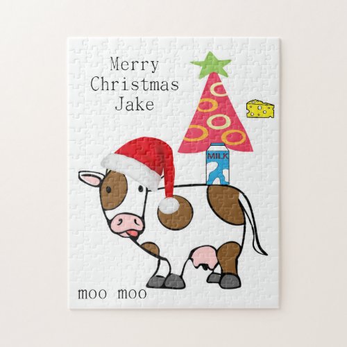 Merry Christmas Puzzle Christmas Cow Cheese 
