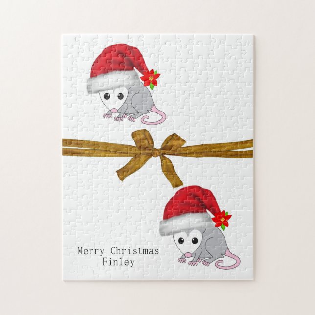 Merry Christmas Puzzle Christmas Opossum  (Vertical)