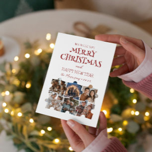 Merry Christmas Puzzle Custom Collage Photos Holiday Card