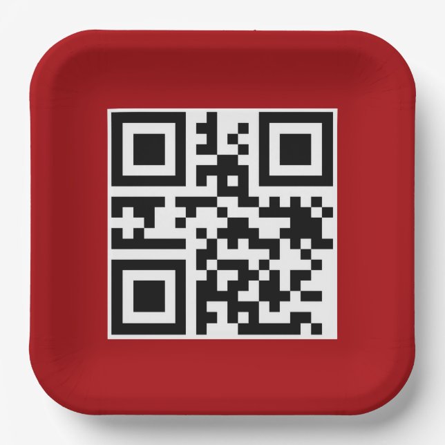 Merry Christmas QR Code On Red Paper Plates (Front)