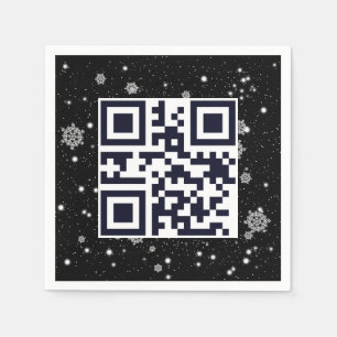 Merry Christmas QR Code On Snowflakes Napkins