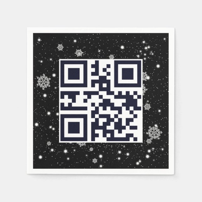 Merry Christmas QR Code On Snowflakes Napkins (Front)
