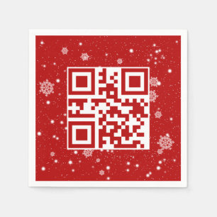 Merry Christmas QR Code On Snowflakes Napkins