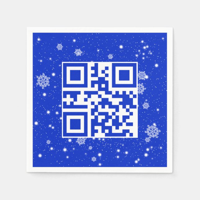 Merry Christmas QR Code On Snowflakes Napkins (Front)