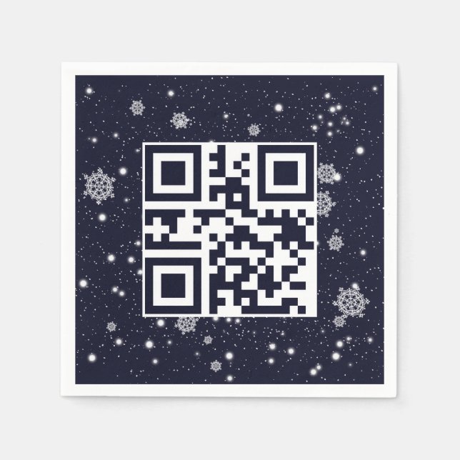 Merry Christmas QR Code On Snowflakes Napkins (Front)