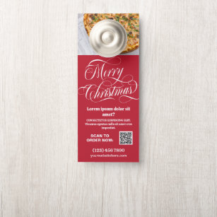 Merry Christmas QR Code Photo Small Business Promo Door Hanger