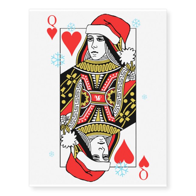 Merry Christmas Queen of Hearts Temporary Tattoos (Front)