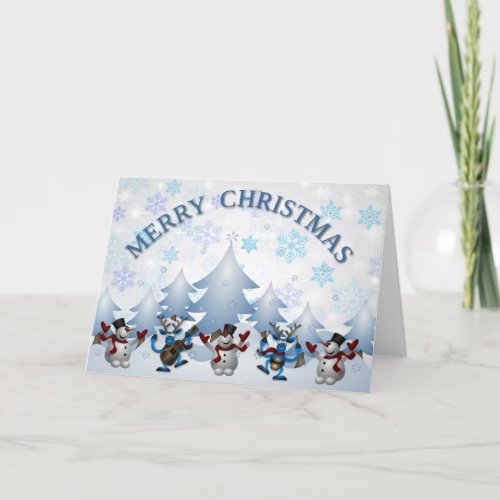 Merry Christmas Quote Blue Text Holiday Card