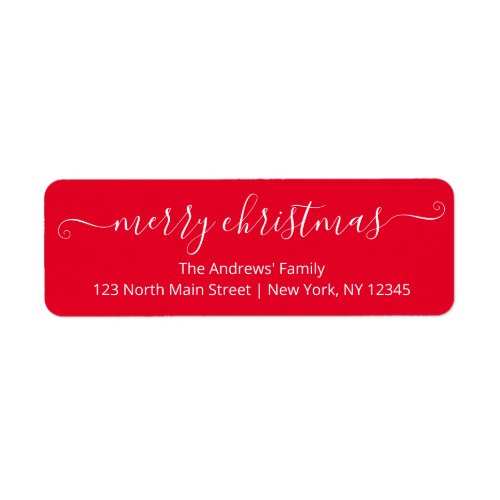 Merry Christmas Quote Elegant Red White Typography Label