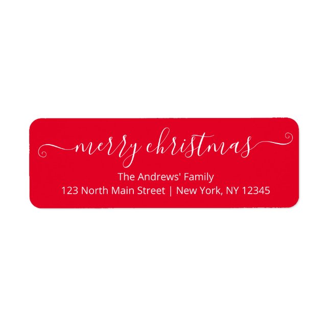 Merry Christmas Quote Elegant Red White Typography Label (Front)