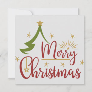 Merry Christmas Quote Red Text Flat Card