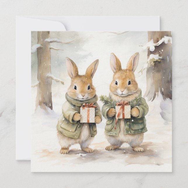 Merry Christmas Rabbit Card (Front)