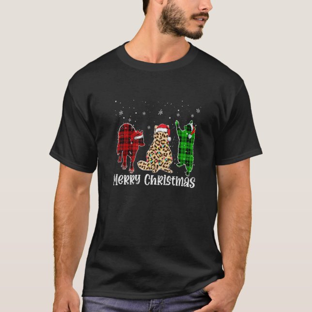 Merry Christmas Raccoon Animals Leopard Buffalo Pl T-Shirt (Front)