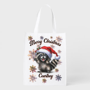 Merry Christmas Raccoon Bag